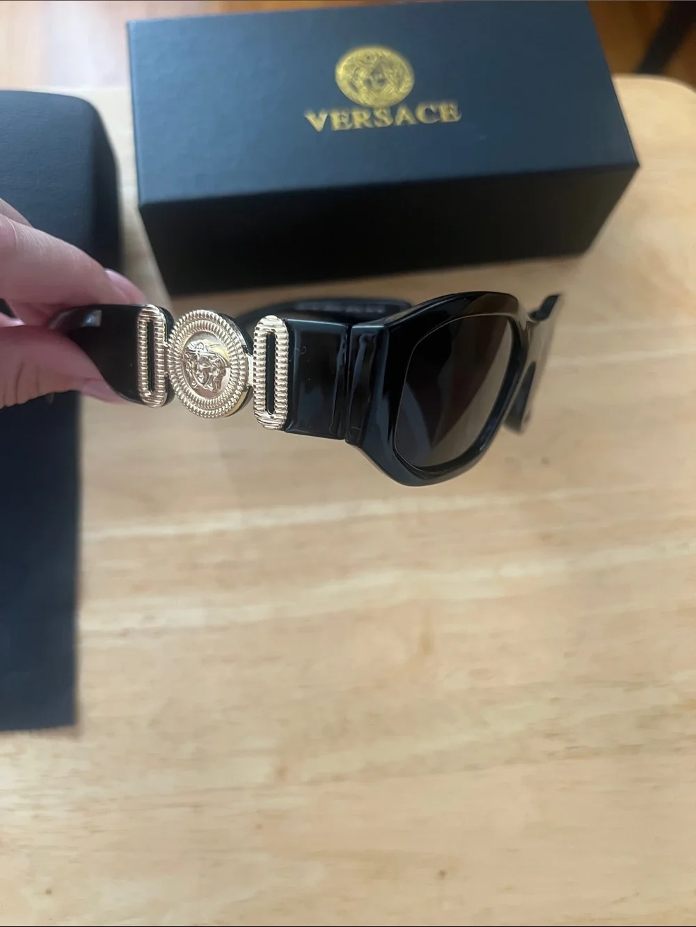 Versace Black Sunglasses with Black Case and Box